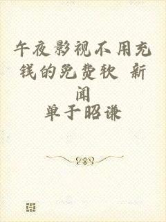 午夜影视不用充钱的免费软 新闻